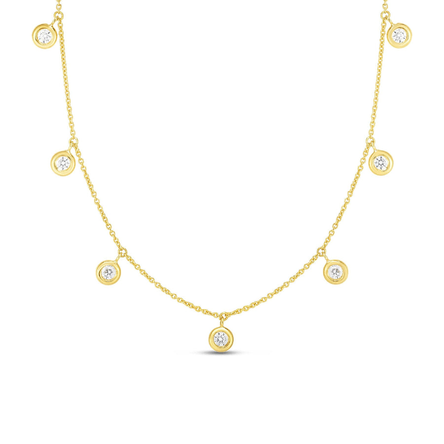 Roberto Coin Seven-Station Diamond Dangle Necklace Yellow Gold