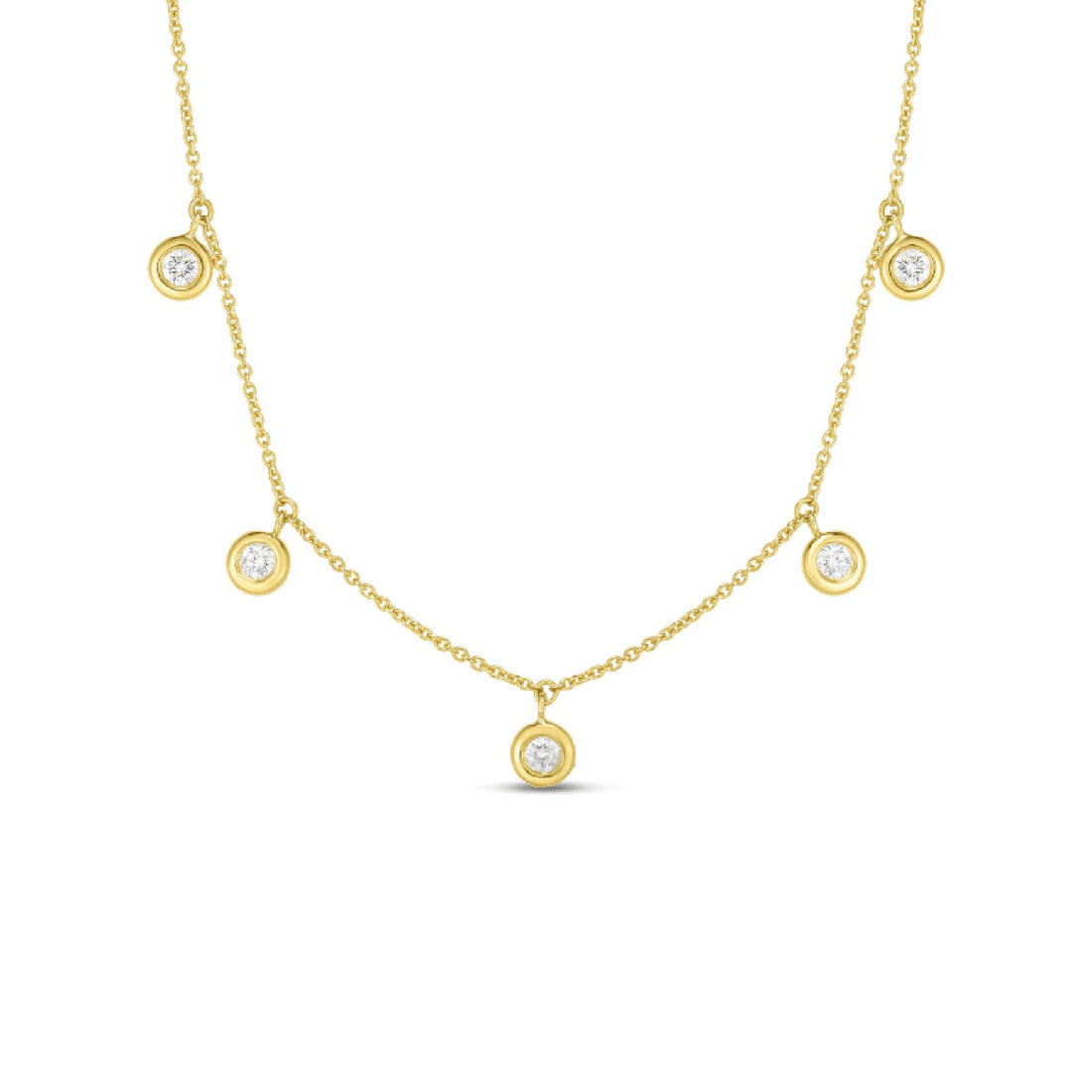 Roberto Coin Five Station Diamond Necklace Yellow Gold 
