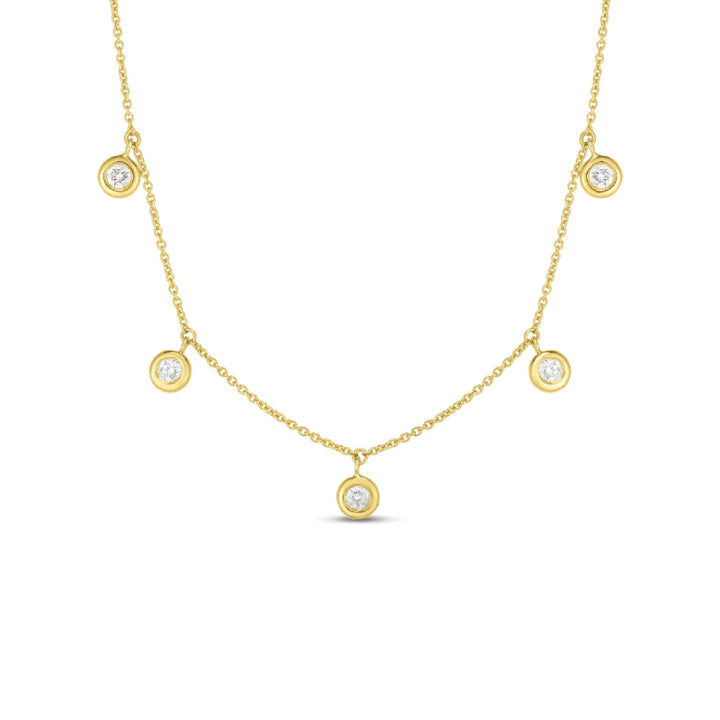 Roberto Coin Five Station Diamond Necklace Yellow Gold 