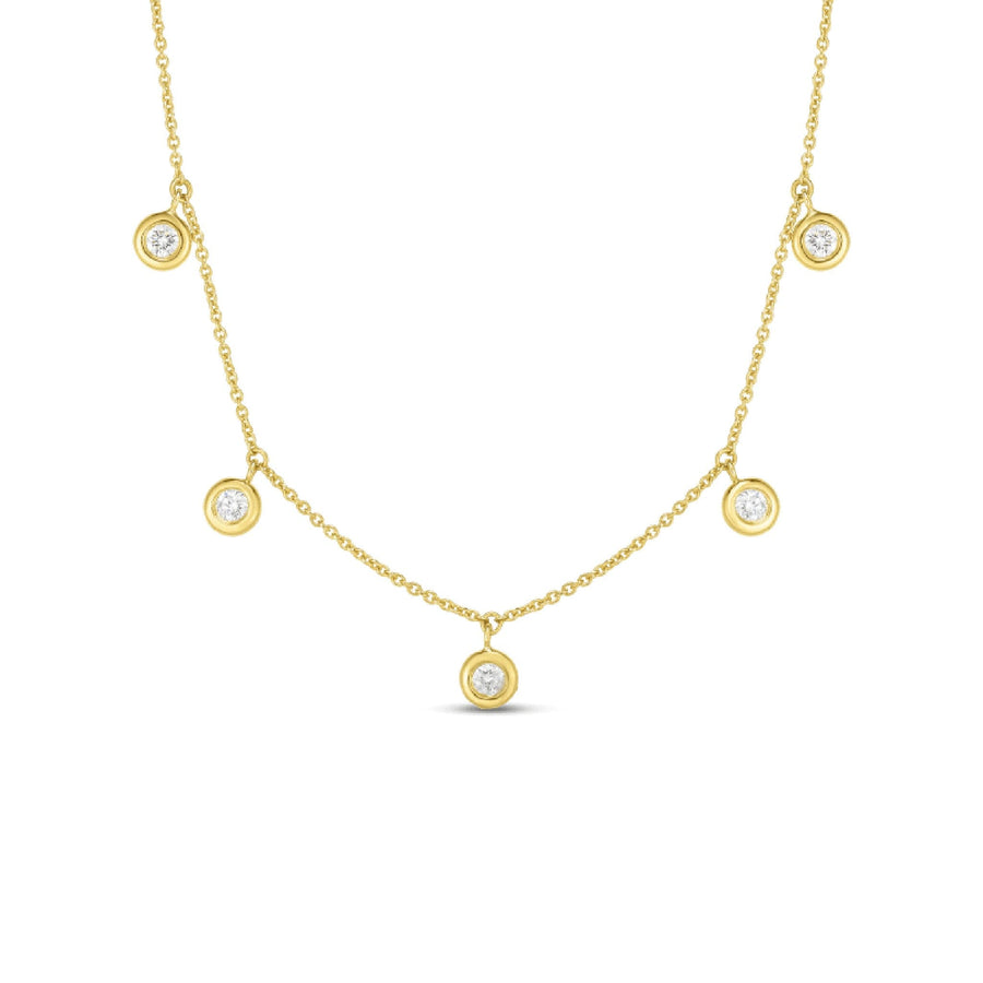 Roberto Coin Five Station Diamond Necklace Yellow Gold 