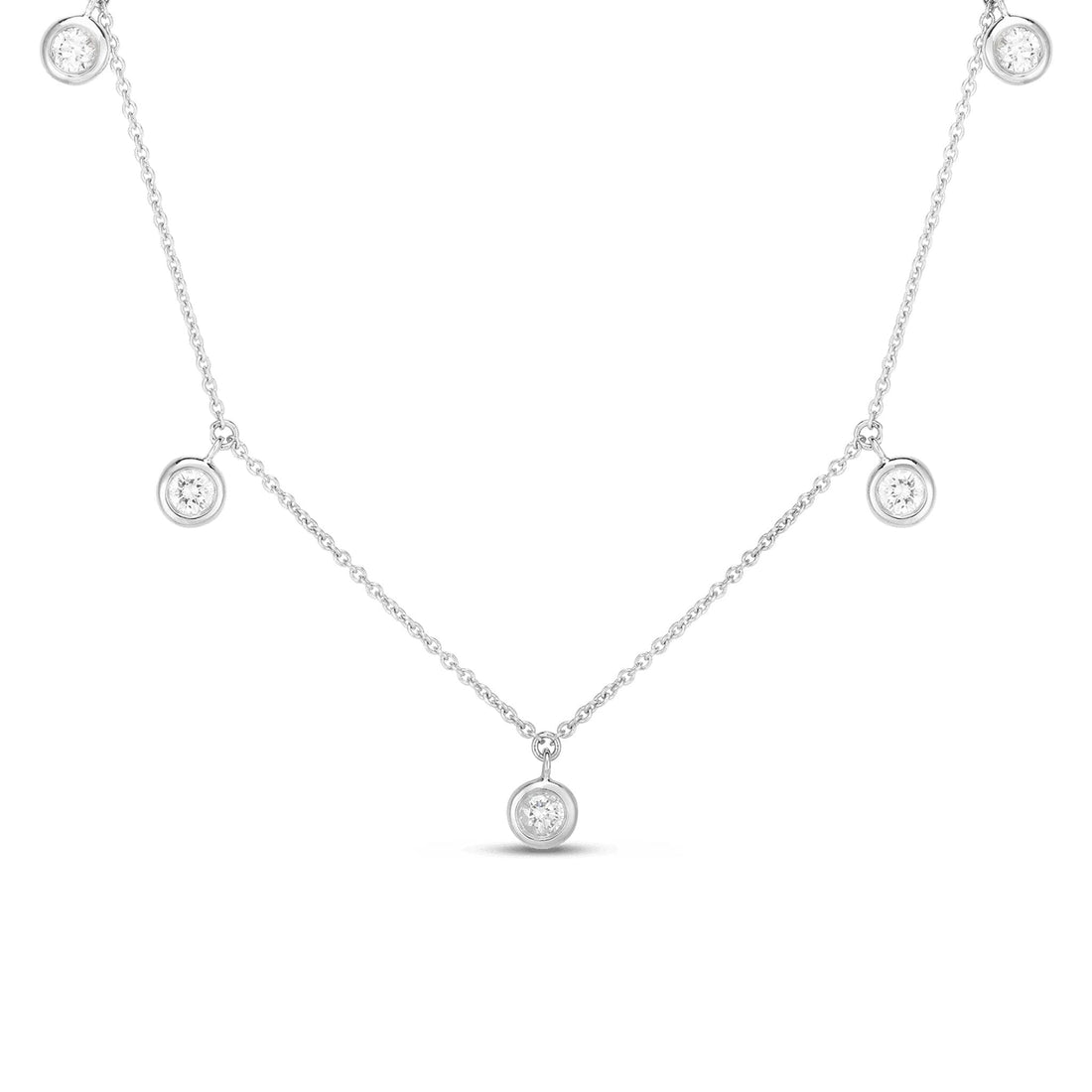 Roberto Coin Five Station Diamond Necklace White Gold 