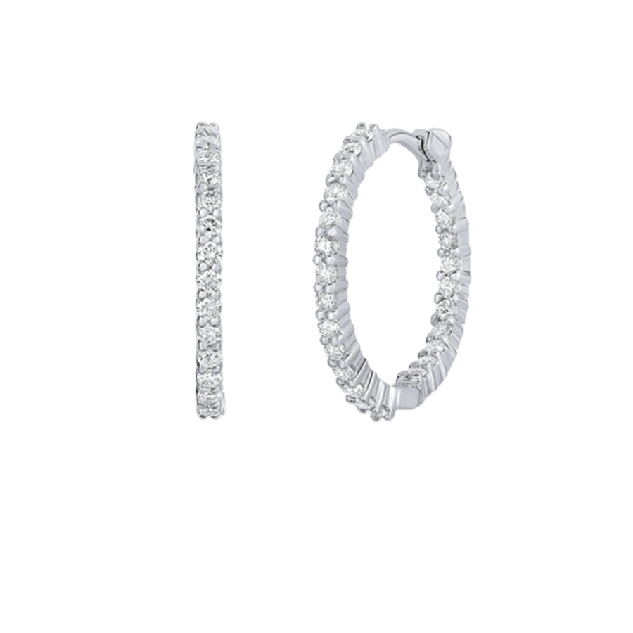 Roberto Coin Diamond Hoops Inside Out Earrings in 18k White Gold 