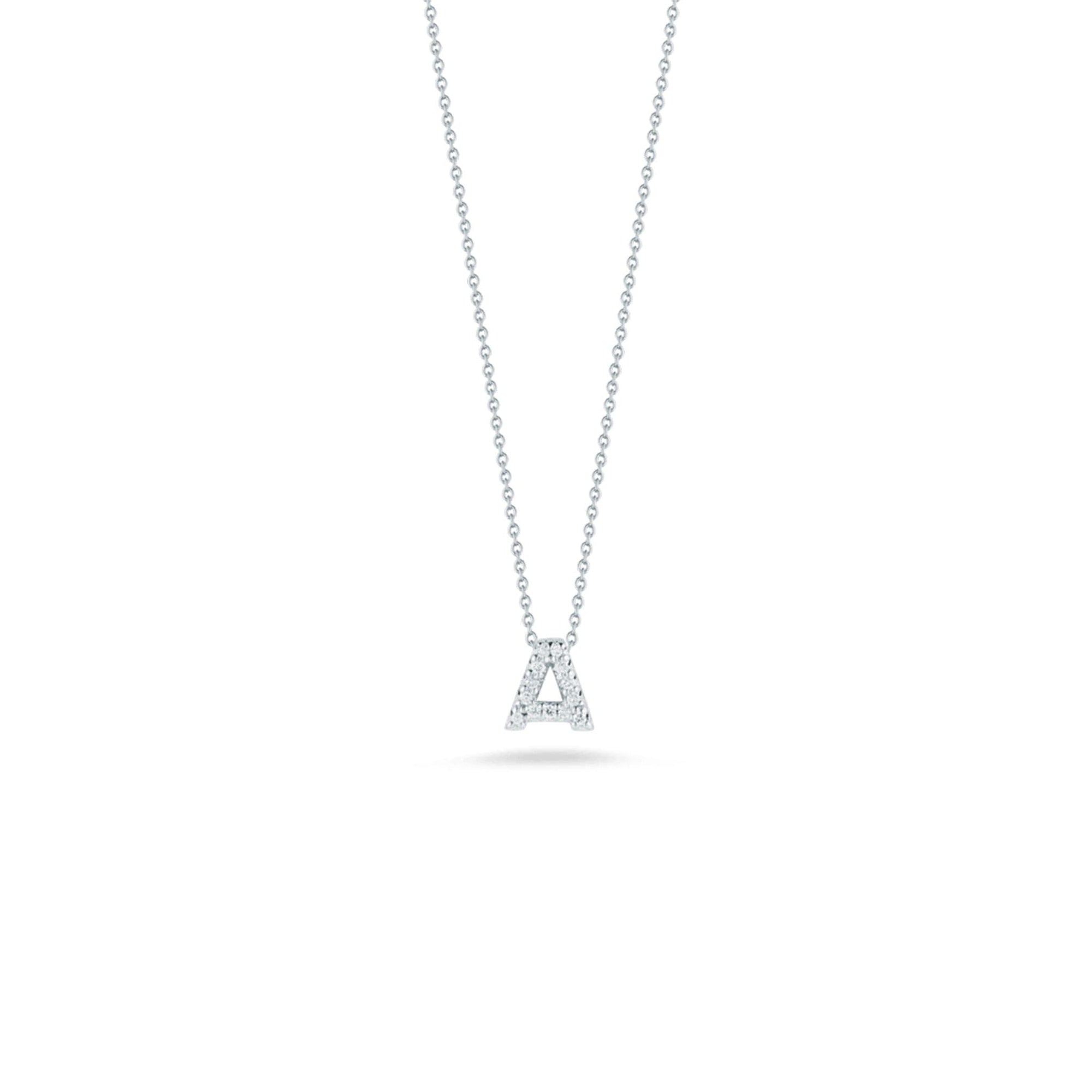 Roberto Coin Diamond Initial Pendant Necklace - Tiny Treasures Collection A