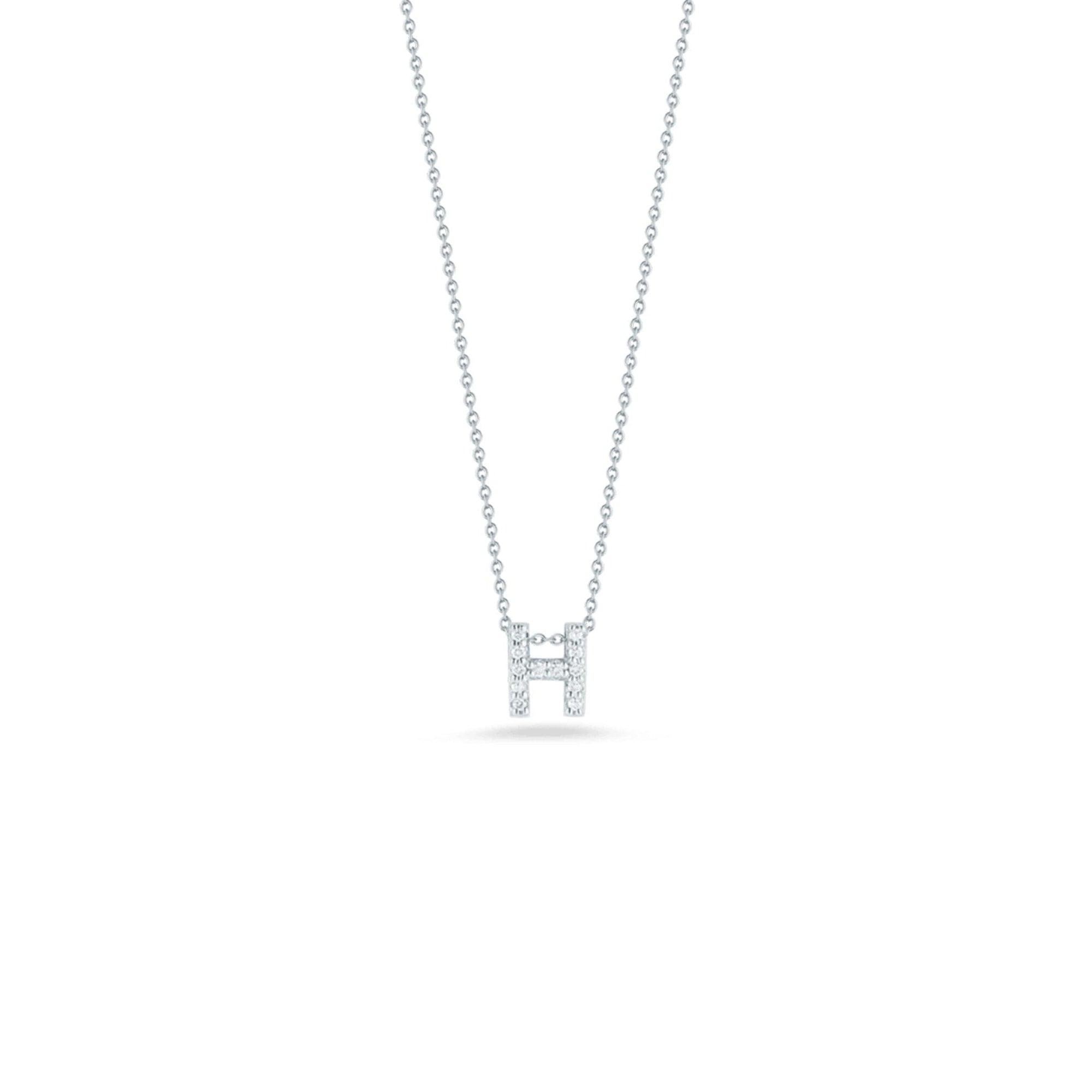 Roberto Coin Diamond Initial Pendant Necklace - Tiny Treasures Collection H