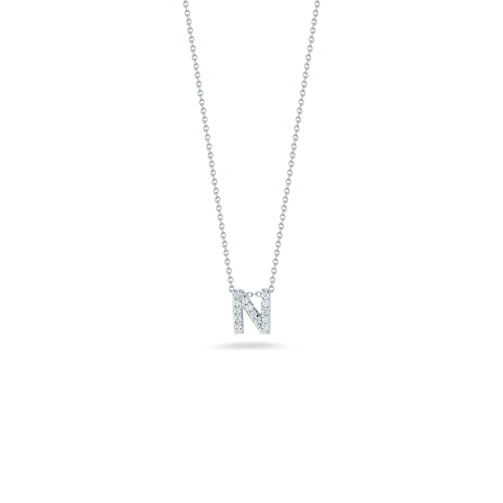 Roberto Coin Diamond Initial Pendant Necklace - Tiny Treasures Collection n