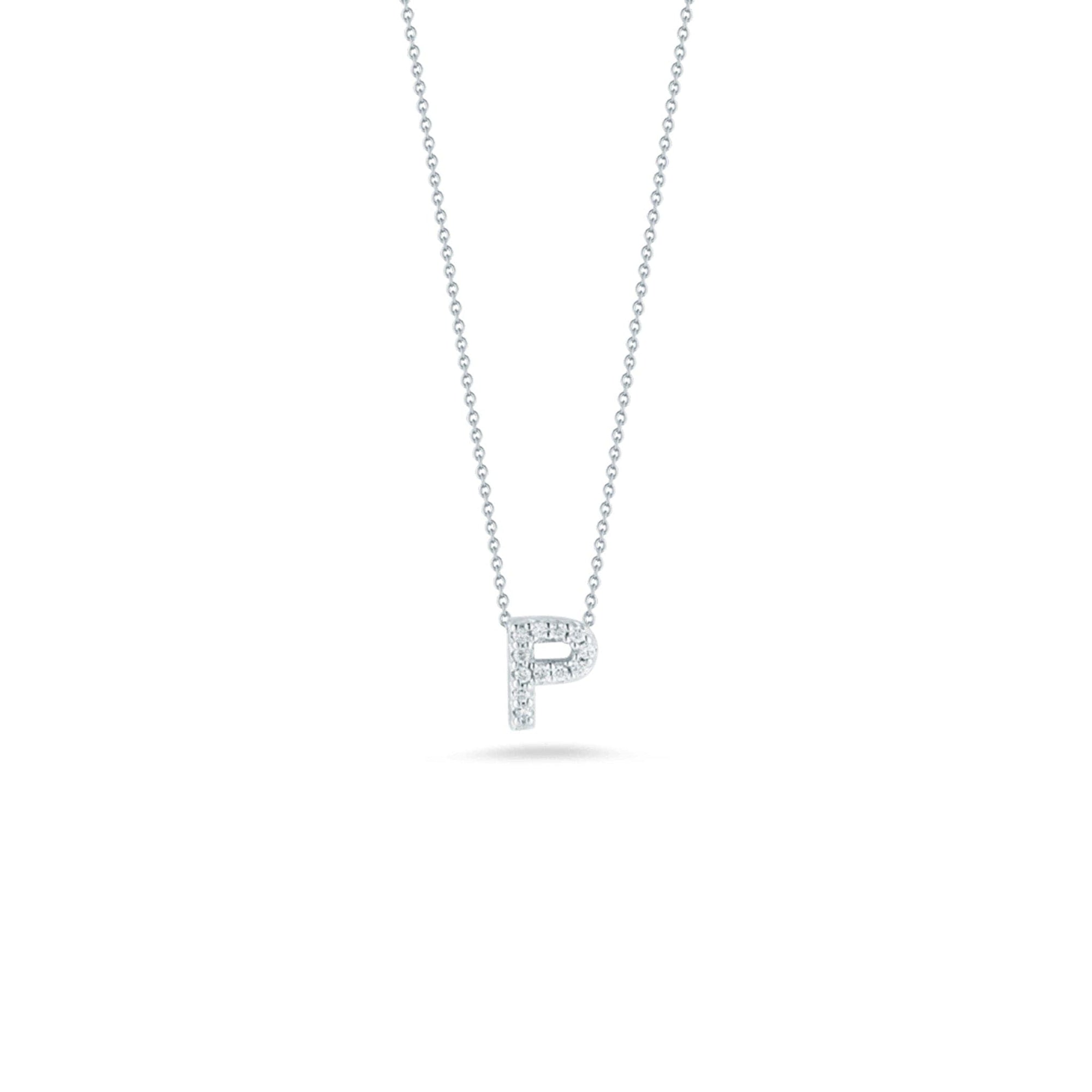 Roberto Coin Diamond Initial Pendant Necklace - Tiny Treasures Collection p