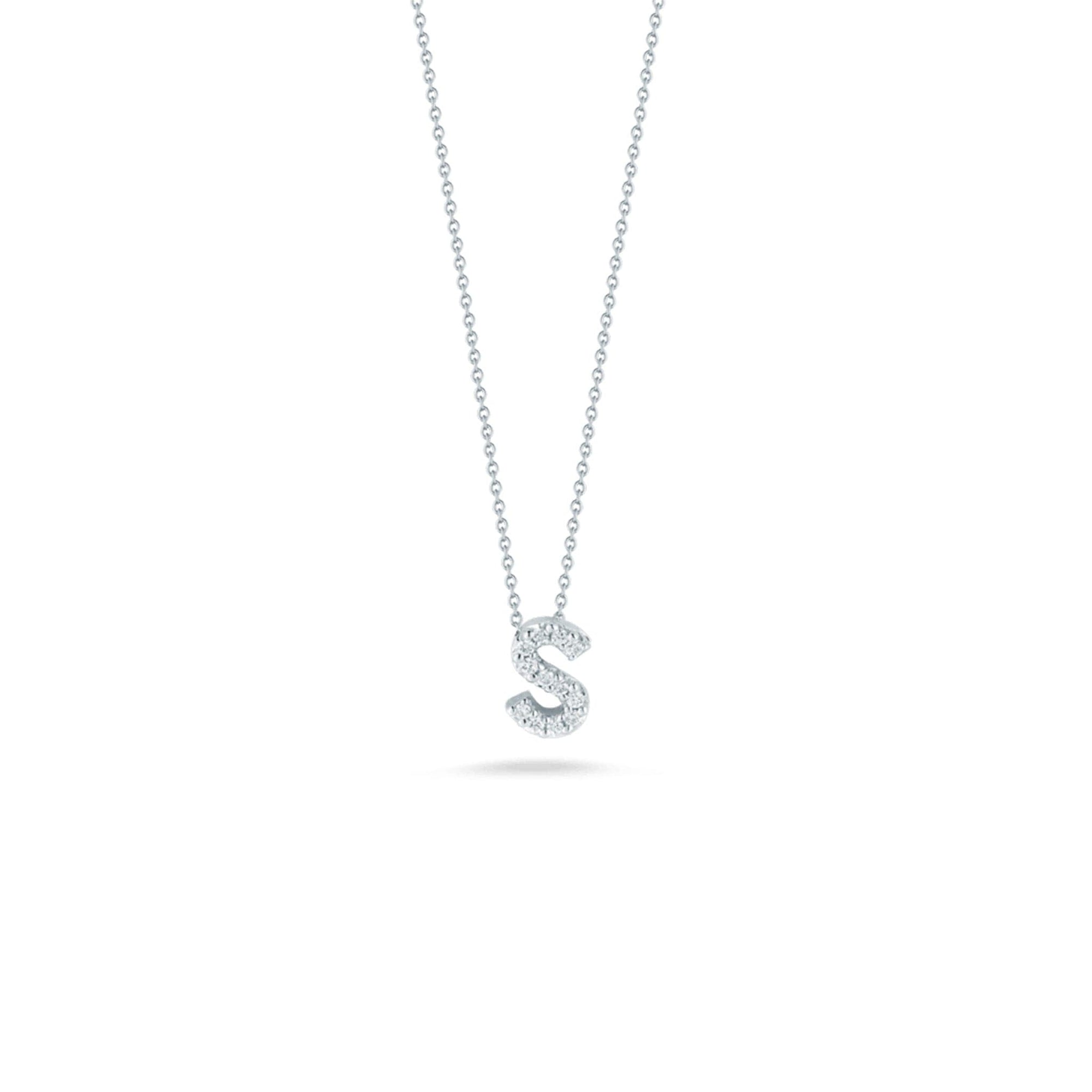 Roberto Coin Diamond Initial Pendant Necklace - Tiny Treasures Collection S