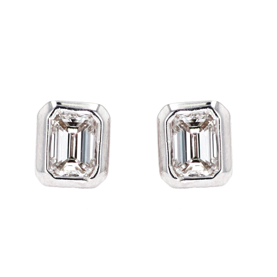 Roberto Coin Emerald Cut Diamond Stud Earrings White Gold