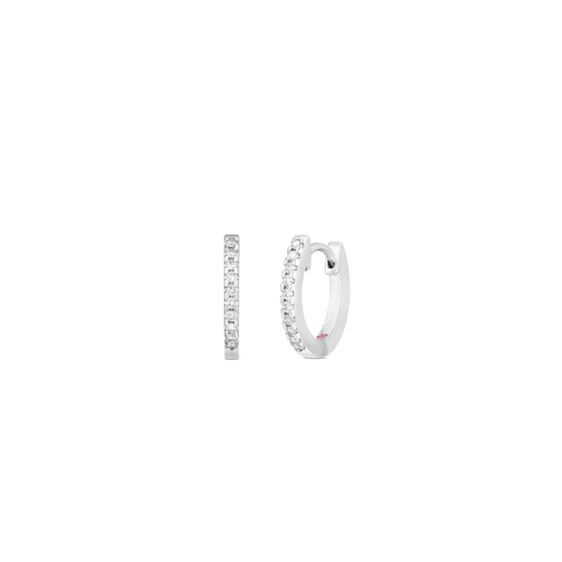 Roberto Coin Extra-Small Diamond White Gold Huggie Hoops
