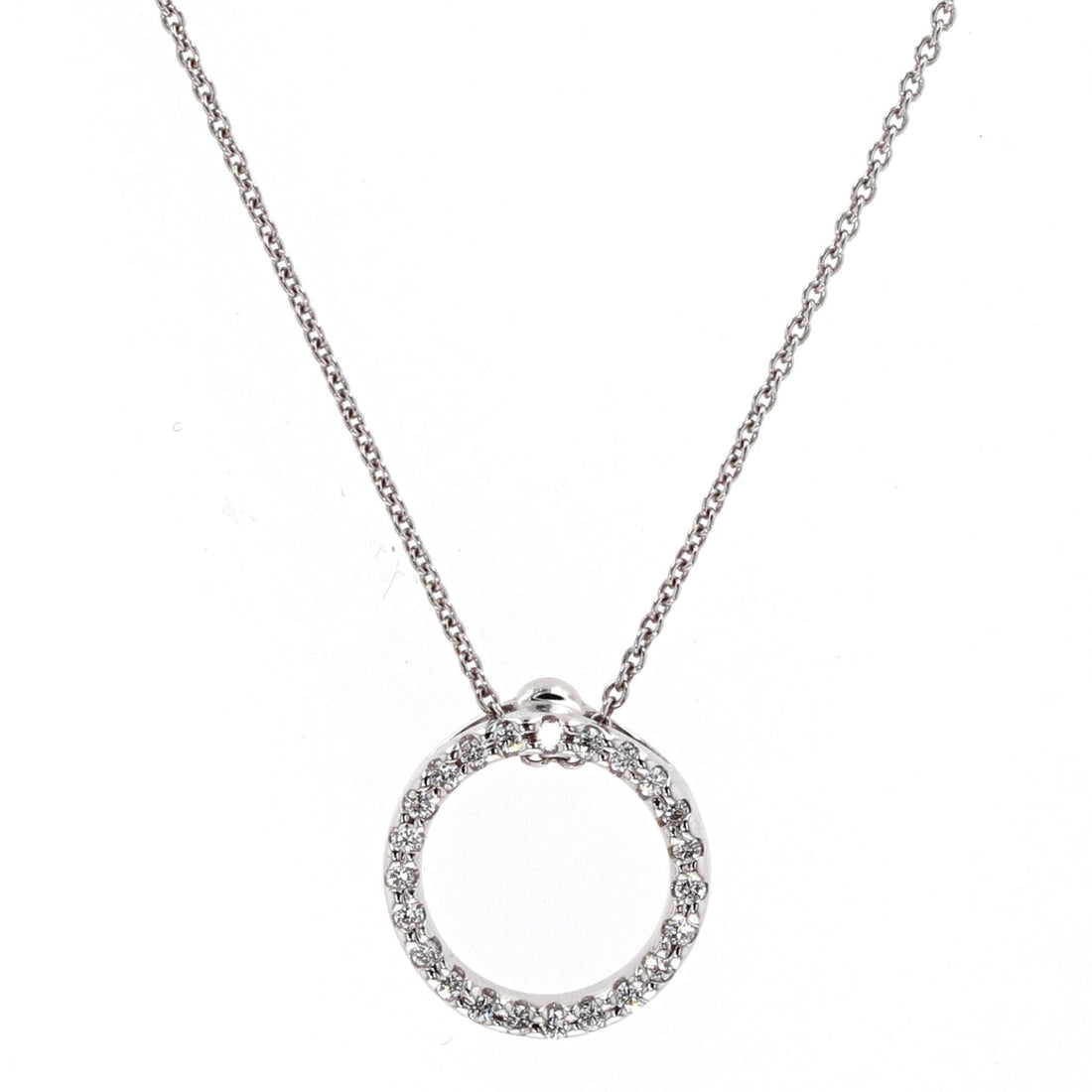 Roberto Coin Circle Pendant Necklace with Diamonds White Gold