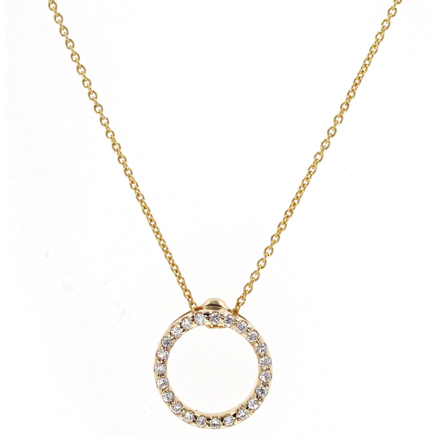 Roberto Coin Circle Pendant Necklace with Diamonds Yellow Gold