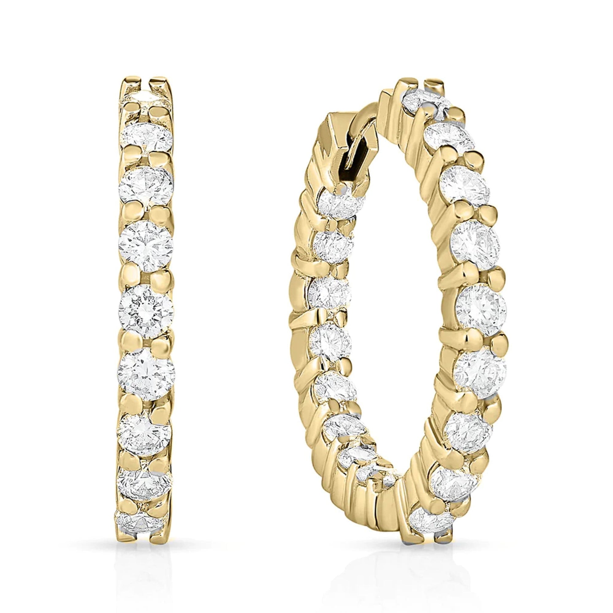 Roberto Coin Inside Out Diamond Hoop Earrings - Small