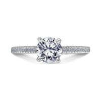 Round Diamond Petite Sidestone Engagement Ring by Scott Kay Front