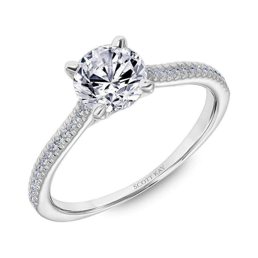 Round Diamond Petite Sidestone Engagement Ring by Scott Kay