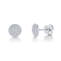 White Gold Diamond Pave Stud Earrings by Shy Creation