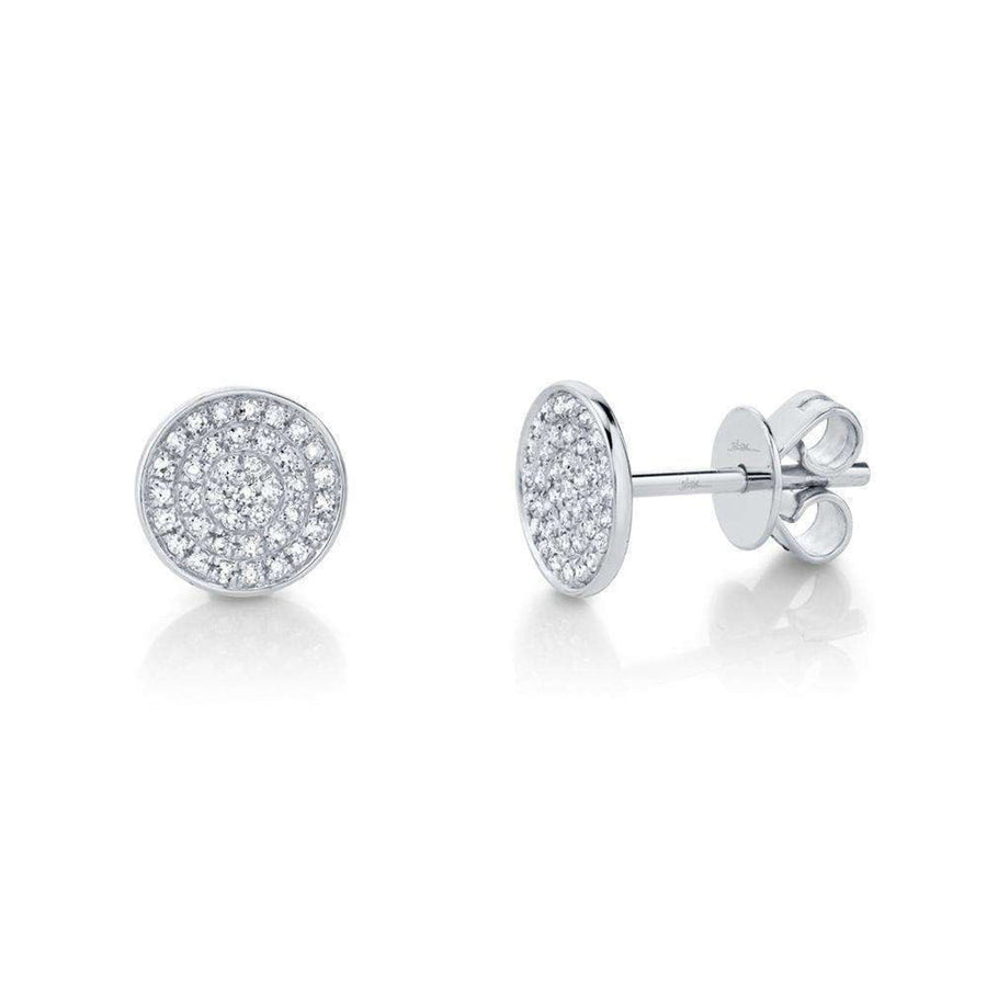 White Gold Diamond Pave Stud Earrings by Shy Creation