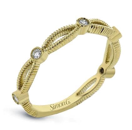 Simon G. 18k Beaded Bezel Wedding Band Ring