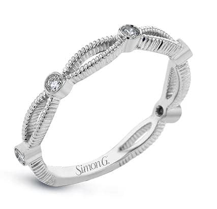 Simon G. 18k Beaded Bezel Wedding Band Ring