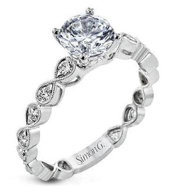 Simon G. 18k Granulated Diamond Engagement Ring