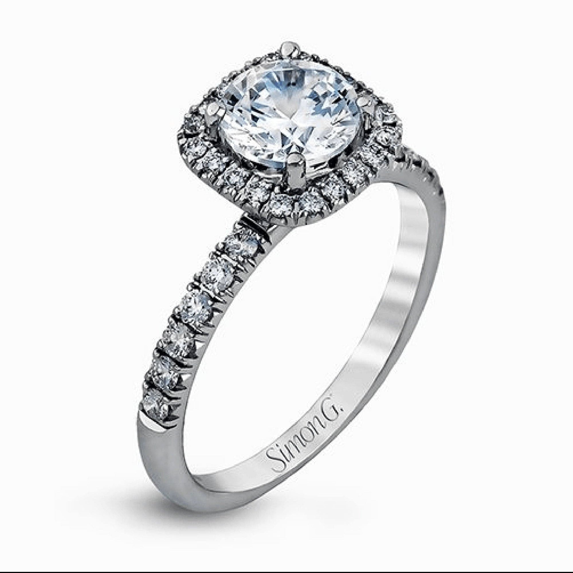 Prong Set .48ctw Diamond Halo Engagement Ring by Simon G Square