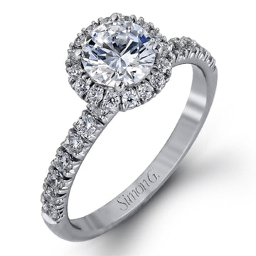 Prong Set .48ctw Diamond Halo Engagement Ring by Simon G Round