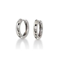 Small Polished Gold Hoop Huggie Earrings White Gold