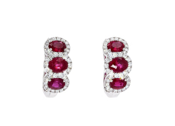 Spark 18k Gold Ruby & Diamond Hoop Earrings