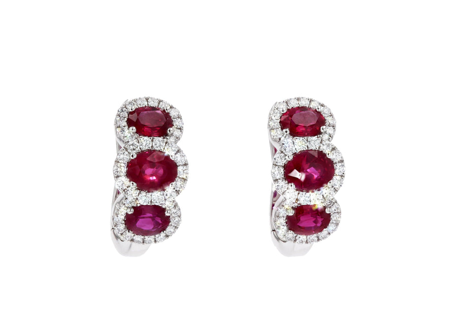 Spark 18k Gold Ruby & Diamond Hoop Earrings