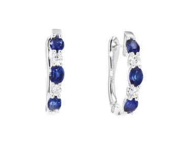 Spark 18k White Gold Sapphire & Diamond Hoop Earrings