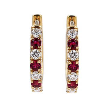 Spark Ruby and Diamond Hoops - Skeie's Jewelers