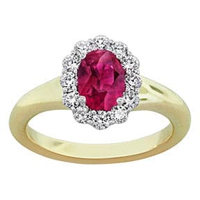 Spark Ruby with Diamond Halo Ring