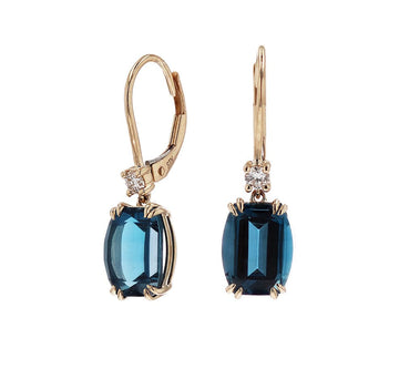 Stanton Color London Blue Topaz and Diamond Dangle Earrings - Skeie's Jewelers