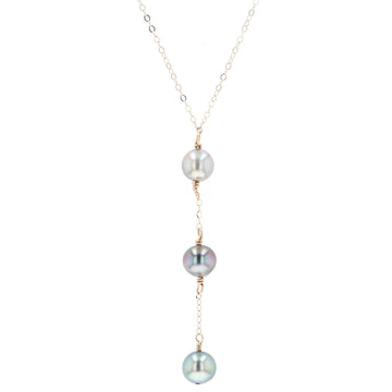 Tahitian Pearl Drop Lariat Necklace in Yellow Gold