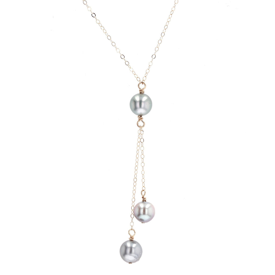 Tahitian Pearl Dangling Lariat Necklace in Yellow Gold