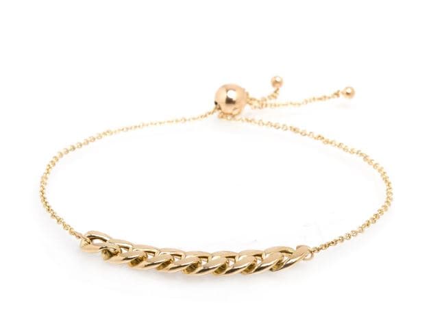 Zoe Chicco 14k Gold Large Curb Chain Station Bolo Bracelet | LCSB-1-14K