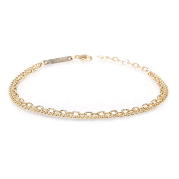 Zoe Chicco Double Chain Extra Small Curb & Oval Link Bracelet
