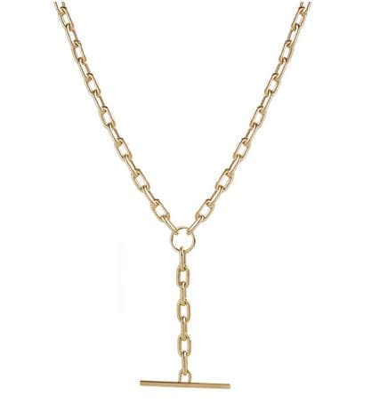 Zoe Chicco 14k Gold Oval Link Chain Faux Toggle Necklace | MSLN-3-14K