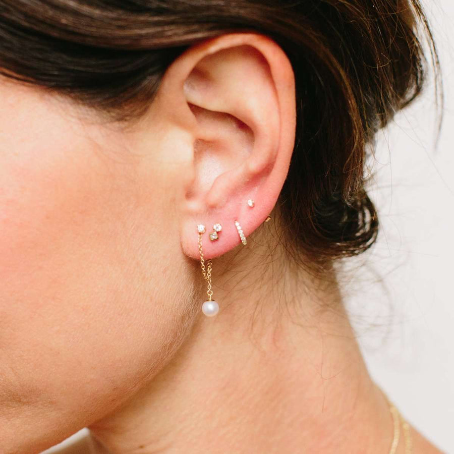 Zoe Chicco 14k Gold X-Small Pave Diamond Huggie Hoop Earrings | XSPH-1-PD